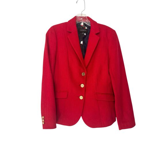 Talbots Red Office Work Career Business Preppy Wool Blend Aberdeen Blazer Size 2 - Picture 1 of 12